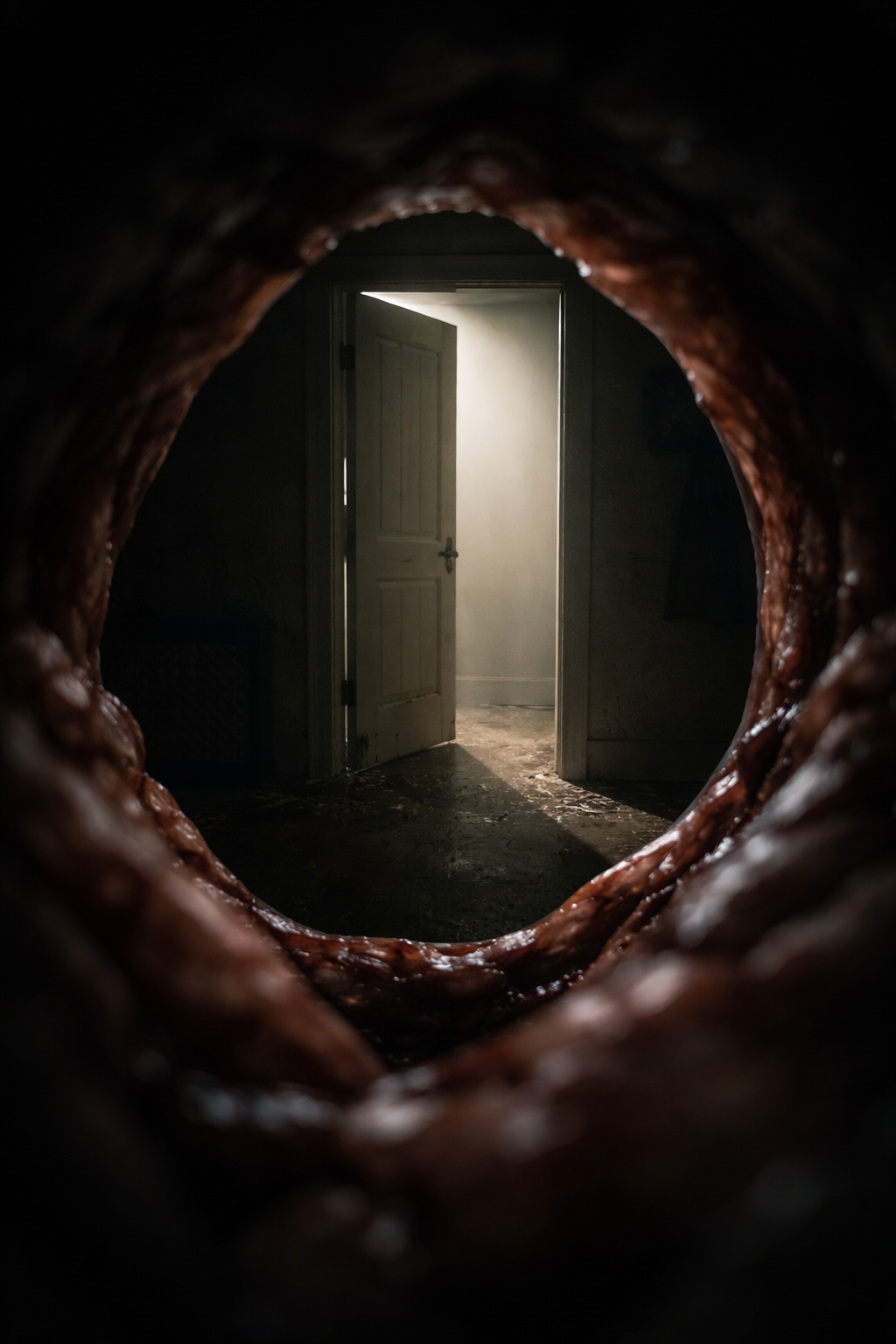 Doorway threshold visualized through an eye motif